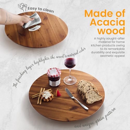 TIDITA 16" Wooden Lazy Susan Organizer for Tabletop 360° Rotation, No Rim - Image 4