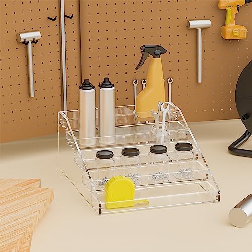 PMMASTO Wide Clear Acrylic Spice Rack for Countertops- 5 Tier - Image 3