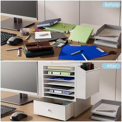 Unionly 12x12 Scrapbook Paper Organizer with drawer for Office,Classroom - Image 7