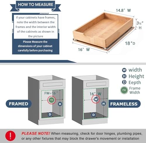 Pull Out Cabinet Drawers - 6x2 Size Options (12-23'W,18-21'D), Pre-Assembled with Soft Close Slides, Solid Beechwood, Easy Installation(16'W x 18'D) - Image 2