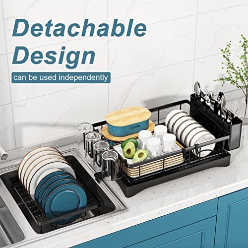 Dish Drying Rack, 2 Tier Dish Racks for Kitchen Counter | Large Stainless Steel Kitchen Dish Drying Rack with Drainboard, Detachable Dish Drainers with Utensil Holders - Image 5