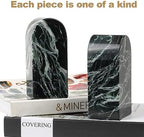 Koville Italian Natural Marble Bookends for Shelves, Decorative Book Ends, 7lbs Heavy-Duty Marble Book Holders, Bookshelf Apartment Decor for Normal Books/CD/Video Games(Verde Remeggiato) - Image 6