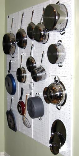 Wall Control Kitchen Pegboard Organizer Pots and Pans Storage Rack Organization Kit with White Pegboard and White Accessories - Image 3