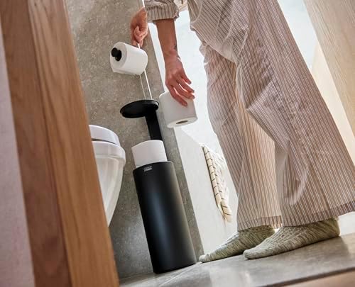 Joseph Joseph EasyStore Toilet Paper Holder Stand, Concealed Storage, Holds 3 Spare Rolls, Matt Black - Image 3