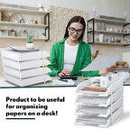 Fainne 8 Pcs Stackable Paper Trays Organizer Letter Tray for Desk, White - Image 5