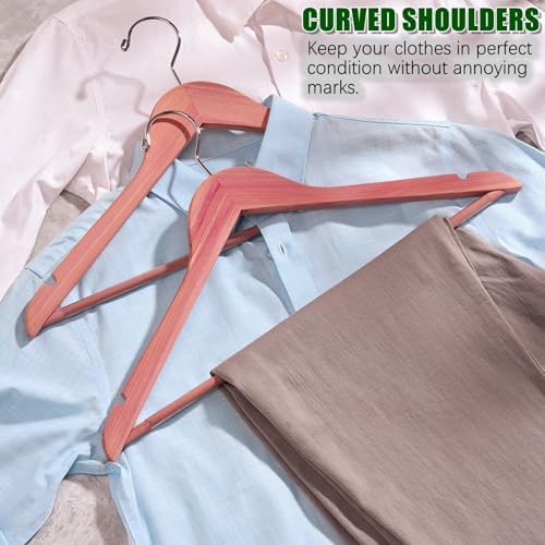 Amber Home 60 Pack Cedar Coat Hangers, Wooden Suit Hangers - Image 4