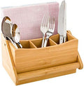Restaurantware-8.25 x 5 x 9.25 Inch Silverware Caddy With Napkin Holder, 1 Durable Outdoor Utensil Holder - Built-In Handle, 4 Slots, Bamboo Picnic Silverware Holder, For Knives, Forks, And Spoons, by Restaurantware