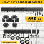 Garage Tool Organizer Wall Mount, Heavy-Duty Garage Storage System and Garden Tool Organizer with Adjustable Hooks for Shovel, Snowboard, Yard Tools and Shed (64"-10hooks) - Image 2
