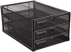 Annova Desk Organizer Wire Mesh 3 Tier Sliding Drawers Paper Sorter/Multifunctional/Premium Solid Construction for Letters, Documents, Mail, Files, Paper, Kids' Art Supplies (Black) by LivingNecessities