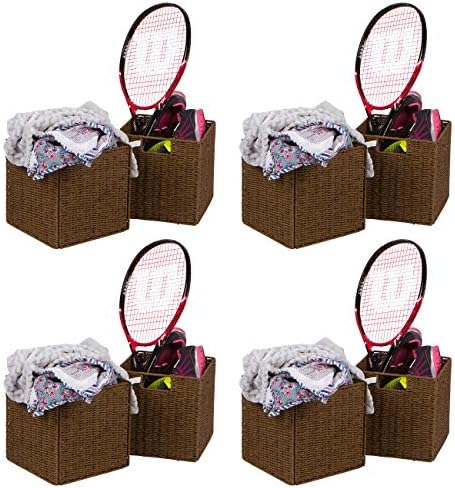 Trademark Innovations 10.5" Woven Storage Cube Basket Bin with Iron Wire Frame - Set of 4 - Image 2