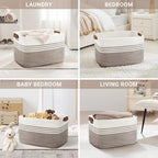 86L Woven Laundry Basket Hamper with Leather Handles,Dark Brown - Image 4