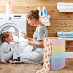 XUANGUO Rope Laundry Basket Hamper for Kids Girl Large, rainbow - Image 4