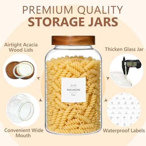 KEYWING 1 Gallon Glass Jars w/Acacia Lids for Flour & Rice Containers 2Pcs - Image 3