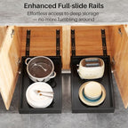2Pack Pull out Cabinet Organizer, 21"Deep, 20"Wide Full-extension Heavy Duty Slide out Drawers Fixed with Adhesive Nano, Roll Out Shelves Sliding Cabinet for Kitchen,Bathroom,Pantry,Under Sink(Black) - Image 4
