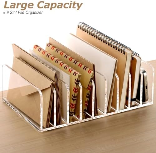 SANRUI Clear Desk Mail Organizer, 9 Slot Acrylic Office Document Sorter - Image 4