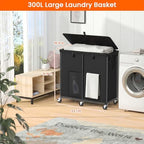 80 GAL Laundry Hamper with Lid & Wheels, Rolling Laundry Basket with Bag - Image 2