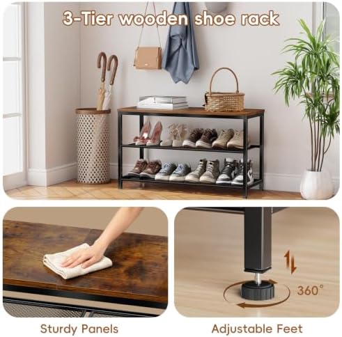 3 Tier Metal Shoe Rack for Entryway, 31" Wide Shoe Storage Organizer - Image 6