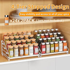 2 Pack Spice Rack Organizer for Cabinet, Depth Adjustable 4 Tier Spice Rack - Image 2