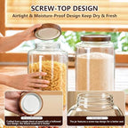 Joypeace 2 Pack 1.2 Gallon Large Glass Jars with Airtight Screw-On Lids, 155 oz Food Storage Containers, Large Canisters for Flour, Rice, Sugar, and Dry Goods to Organize Your Kitchen Pantry - Image 3