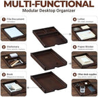 Solid Wood Desk Organizer 3-Tier Stackable Letter Tray Walnut Mail Sorter - Image 5