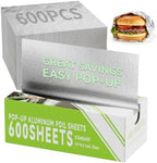 600 Count Pre-Cut Aluminum Foil Sheets, 12" x 10.5" Inch Pre Cut Aluminum Foil sheets for Restaurant Use, Disposable Foil Sheets for Food, Hot Dogs, and Sandwiches by SZZJKJ