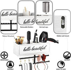 Rustic Hair Dryer Holder Wall Mounted,Hair Styling Tools & Accessories Organizer,Bathroom Supplies & hot Tools vanities Organizer Caddy,for Storage Flat Iron,Blow Dryer,Curling Iron (White) - Image 4
