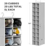 Simple Houseware 20 Section Shelves Hanging Shoes Organizer, Gray - Image 3