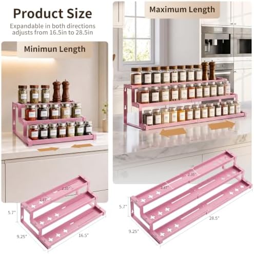 Expandable Spice Rack Organizer for Cabinet, Supports 17.6 lbs Per Tier - Image 2