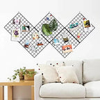 Feadily 6 Pack Metal Grid Panel, 13.8" x 13.8" Black Wire Grid Wall Organizer for Photos, Notes & Decor, Include 2 Hook Racks - Image 4