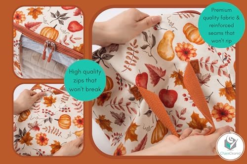 Chaos Cleared Canvas Storage Bags Designer Organizer 2 Pack – Seasonal Storage for Sweaters, Blankets, Linens & Garments – Foldable Design with Zip & Window (Autumn Print) - Image 5