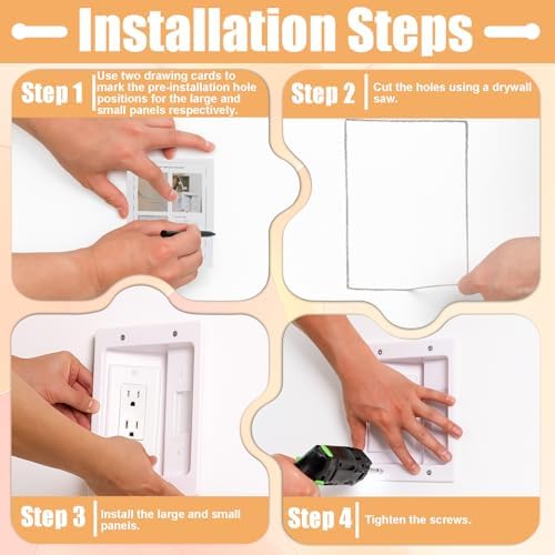 in-Wall TV Cable Management Kit with Recessed Dual AC Outlet, 9FT Extension Cord & Brush Wall Plate, TV Wire Hider for Wall Mounted TV, Power & Low Voltage Cable Concealer (2AC) - Image 5