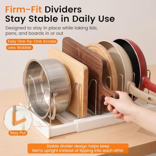 2 Pack Kitchen Pot and Pan Organizer Under Cabinet Expandable Rack Storage - Image 7