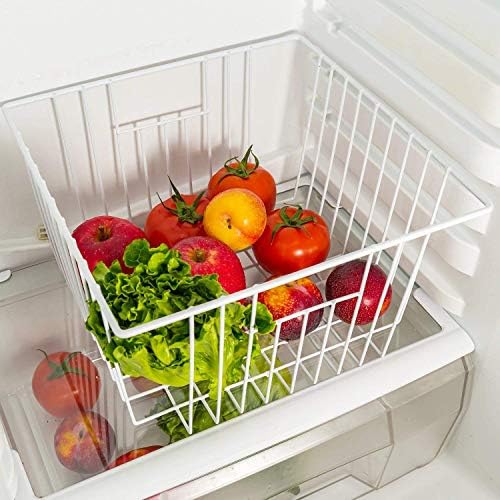 6 Pack Wire Storage Baskets for Organizing, Freezer Organizer Bins, Pantry Organization Bins Cabinets - Metal Basket Kitchen, Laundry, Fridge, Bathroom Countertop Organizer, Pearl White - Image 7