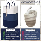 Woven Laundry Basket for Clothes,100 L Large Rectangle Laundry Hampers with Beads Tassel, Nursery Storage Basket for Toys, Tall Dirty Clothes Hamper for Bedroom Aesthetic, Laundry Room Organization - Image 3
