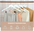 White Wooden Skirt Hangers with Clips 16Pack, Wooden Coat & Pants Hangers with Adjustable Metal Clips for Slacks, Jeans, Shorts, Jacket, Blouse, Clothes & Suit - Image 5
