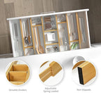 EcoFives Adjustable Bamboo Drawer Dividers with Inserts, Expandable Spring-Loaded Drawer Organizer for Kitchen, Clothes, Tools, Silverware, Bamboo Organizer Separators - 6 Large Pieces - Image 3