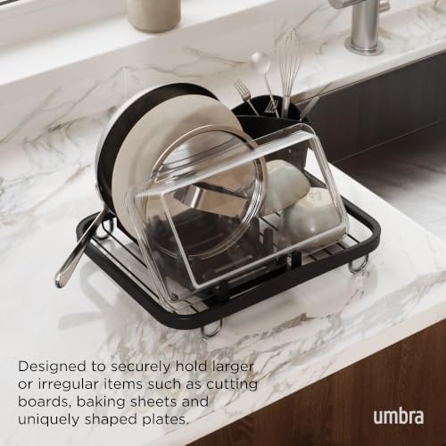 Umbra Sinkin Dish Drying Rack – Drainer Caddy with Removable Cutlery Holder – Use in Sink or On Counter, Black - Image 4
