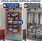5 Tier Hanging Closet Organizer, 14 Compartments Dual Row Storage, Grey - Image 5