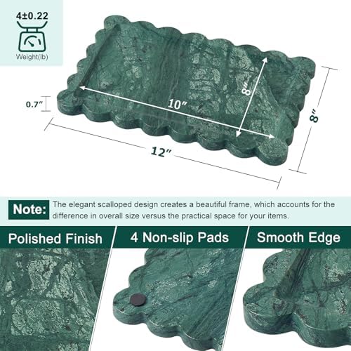 Scalloped Natural Marble Tray - Decorative Stone Tray for Bathroom & Vanity - Image 2