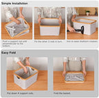 efluky Storage Baskets for Organizing, Fabric Storage Bins with Bamboo Handles, Collapsible Storage Baskets for Shelves and Closet (Black, 16.2'' x 13'' x 9.1'') - Image 4