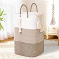Woven Laundry Basket for Clothes,100 L Large Rectangle Laundry Hampers with Beads Tassel, Nursery Storage Basket for Toys, Tall Dirty Clothes Hamper for Bedroom Aesthetic, Laundry Room Organization by WENMER