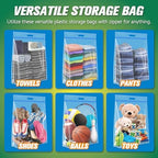 HIBAG 25 Gallon Jumbo Storage Bags, 35” x 24” Resealable Clear Bags with Handle, Extra Large XL Heavy Duty for Clothes Pillow Travel Moving, Pack of 10 - Image 4