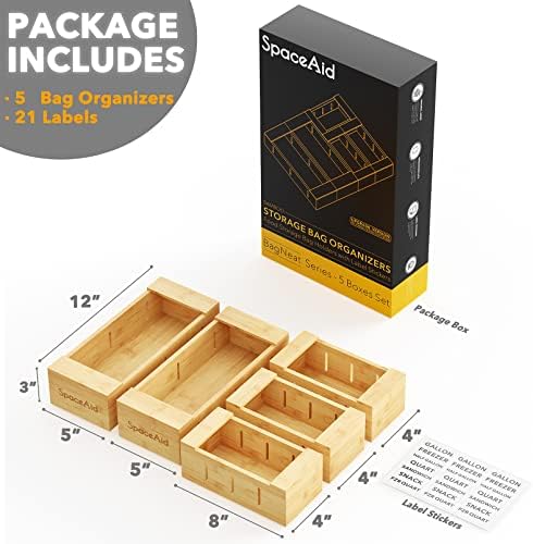 SpaceAid WrapNeat 2 in 1 Wrap Dispenser, SpaceAid Bag Storage Organizer for Kitchen Drawer, (5 Pack Set) - Image 5
