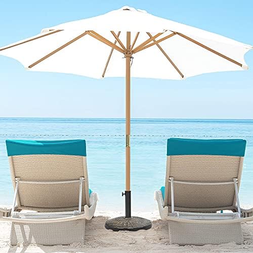 Tangkula 27 lbs Round Resin Patio Umbrella Base, Heavy-Duty Outdoor Umbrella Stand W/Adjustable Knob, All-Weather Resistance, Rattan Design, Suitable for Poolside, Yard, Street, Easy Assembly - Image 3