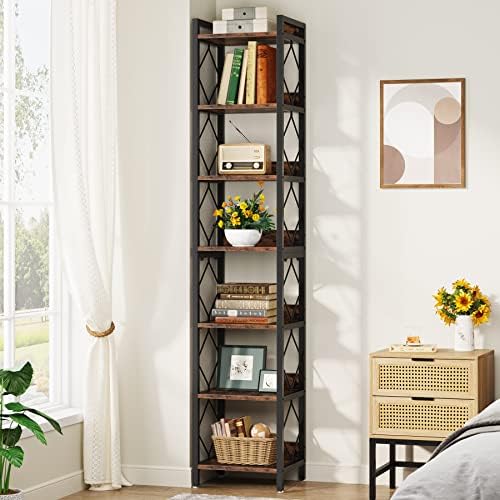 Tribesigns 78.7 Inch Tall Skinny Narrow Bookshelf Bookcase, Brown by Tribesigns
