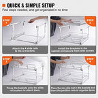 VEVOR 2 Tier 20"Wx21.2"Dx15.2"HPull Out Cabinet Organizer, Heavy Duty Slide Out Pantry Shelves, Steel Roll Out Drawers, Sliding Drawer Storage for Home, 21.5"Wx22.5"Dx19"H Install Size for Cabinet - Image 5