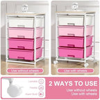 SYKIARIOL Rolling Cart with Drawers, 4-Drawer Utility Cart, Pink - Image 6