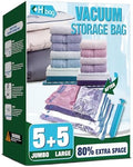Vacuum Storage Bags, Vacuum Seal Bags for Clothing, 5 Jumbo 5 Large by HIBAG