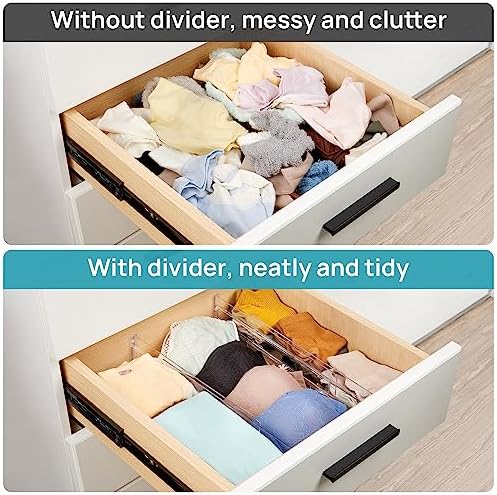 Vtopmart Drawer Dividers Organizers 4 Pack, Adjustable 3.2" High Expandable from 12.2-21.4" Kitchen Drawer Organizer, Clear Plastic Drawers Separators for Clothing, Installed by Double-sided Tape - Image 5