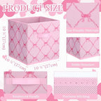 Geelin 6 Pcs Pink Bow Cube Storage Bins 11 Inch Storage Basket with Handle - Image 2